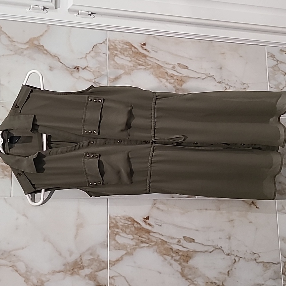 H&M Olive green dress with gold accents size 8